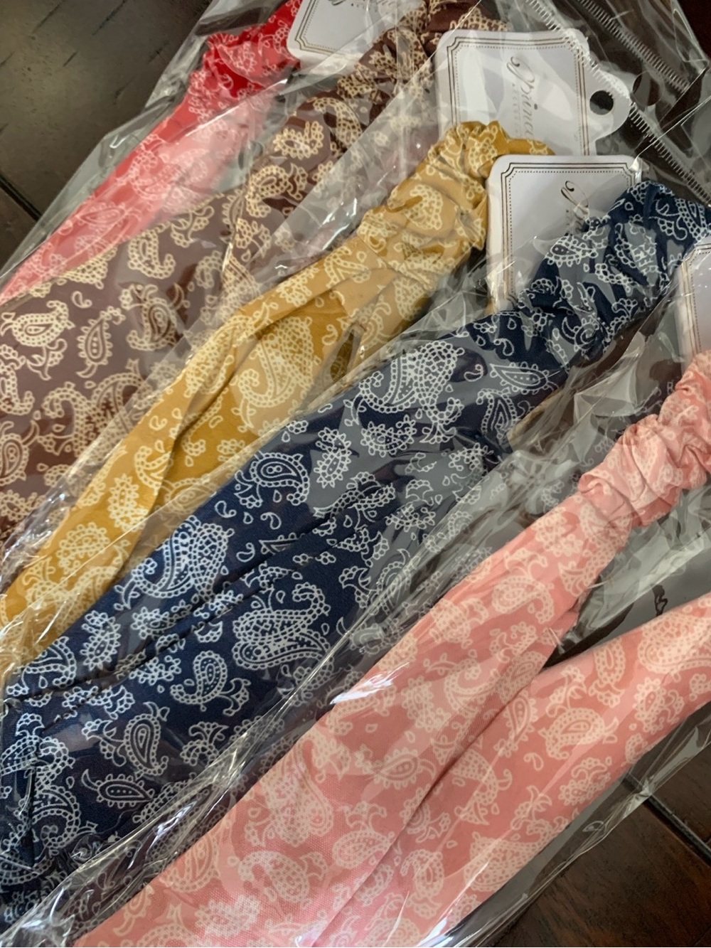 Paisley Print Elastic Headbands - Navy or Brown